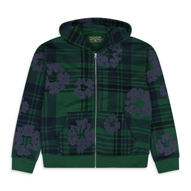 Denim Tears Green Plaid Wreath Zip Hoodie Hover Image