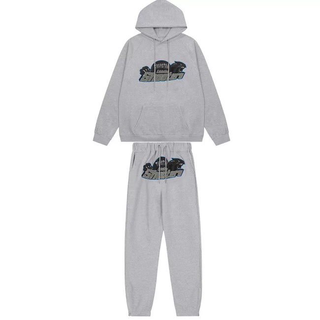 American tide trapstar blue gray tiger head gradient towel embroidered men's and female couple sweater trousers casual set (3) Hover Image
