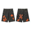 Chrome Hearts Black Heavy Wash & Vibrant Orange Cross Patch Denim Shorts