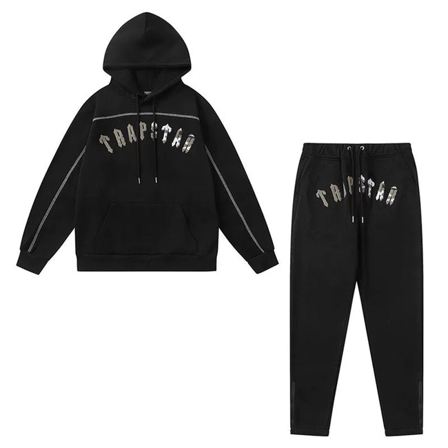 American tide trapstar blue gray tiger head gradient towel embroidered men's and female couple sweater trousers casual set (16) Hover Image