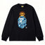 BAPE Style Baby Milo Peeking on Camo Ape Head Long-Sleeve Tee - Black/Blue