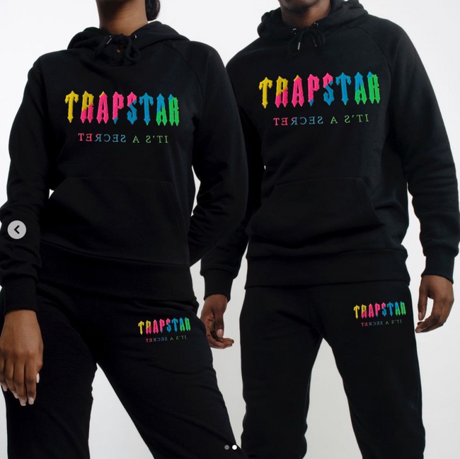 Trapstar Rainbow Gothic Logo Black Hoodie Main Image