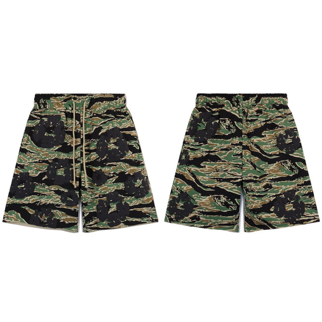 Denim Tears Shorts green tiger stripe camouflage breathable mesh athletic shorts Hover Image