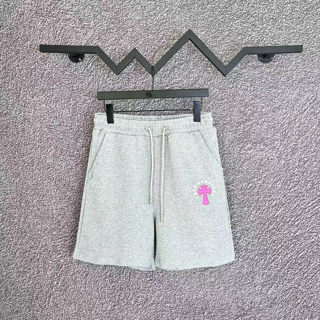 Chrome Hearts Light Gray & Pink Cross Logo Sweatshorts Hover Image