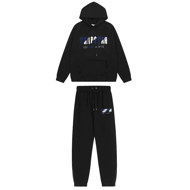 American tide trapstar blue gray tiger head gradient towel embroidered men's and female couple sweater trousers casual set (26) Hover Image