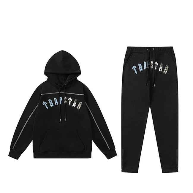 Trapstar Arc Logo Ice Blue Crystal Black Tracksuit Hover Image