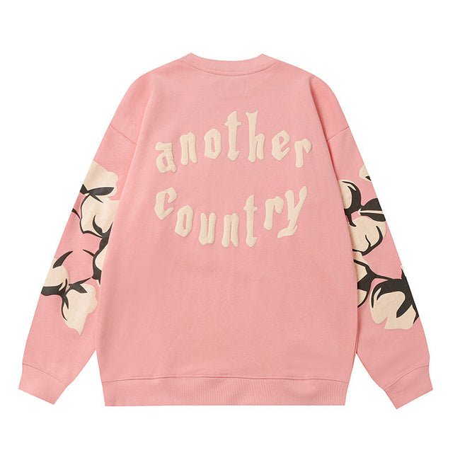 Denim Tears Pink Crewneck Sweatshirt Front Flower Wreath Main Image